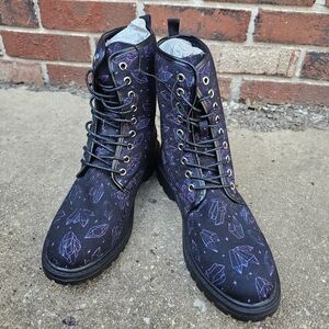 Never Worn Crystal Black and Purple Women's Boots